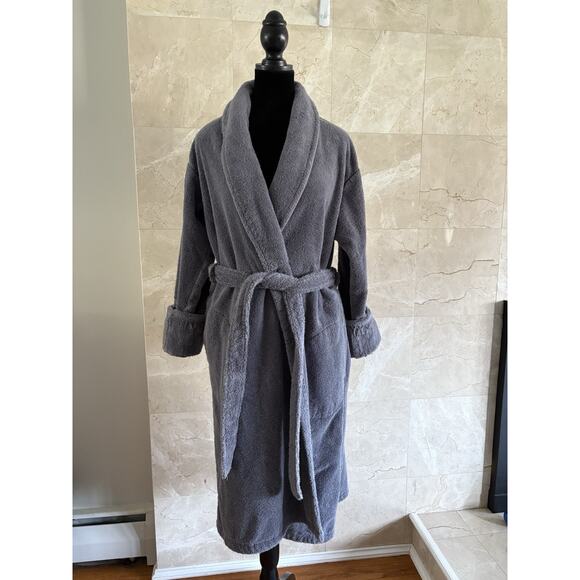 Brooklinen Super-Plush Robe Unisex M Graphite Turkish Cotton - Luxe Guest Room - Picture 3 of 8